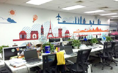 屏南教你设计办公室墙绘的方法。